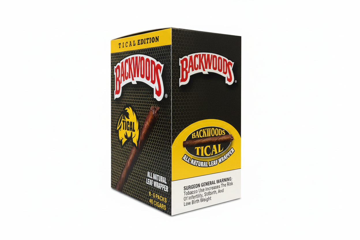 Backwoods Tical edition packaging on a white background