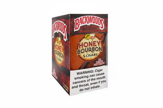 Backwoods Honey Bourbon cigars packaging on a white background