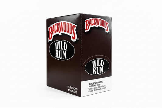 Backwoods Wild Rum packaging on a white background