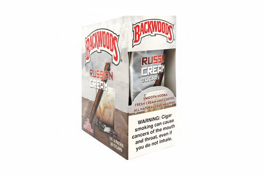 Backwoods Russian Cream cigar packaging on a white background