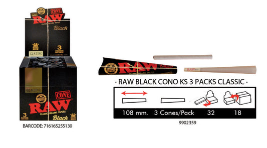 RAW-BLACK CONO KS 3 PACKS CLASSIC